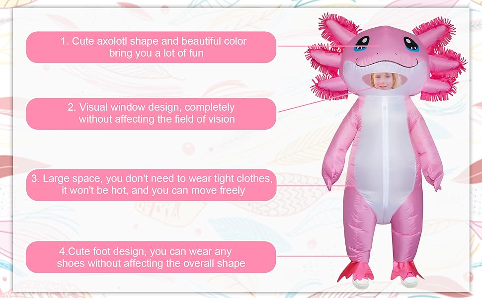 Stegosaurus Inflatable Axolotl Costume for Kids Halloween Kid Blow Up