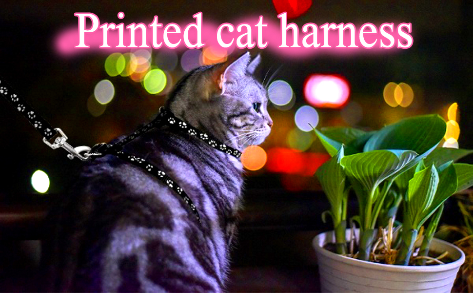 RvPaws Cat Adjustable Nylon Printed Harness Strap Collar with Leash Set Small Pet Walking for Kitten, Pink RvPaws Cat Adjustable Nylon Printed Harness Strap Collar with Leash Set Small Pet Walking for Kitten, Pink