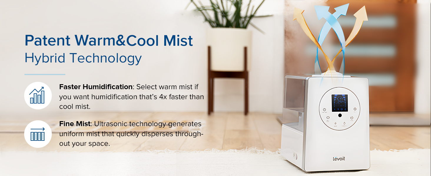LEVOIT Humidifiers for Bedroom Large Room 6L Warm and Cool