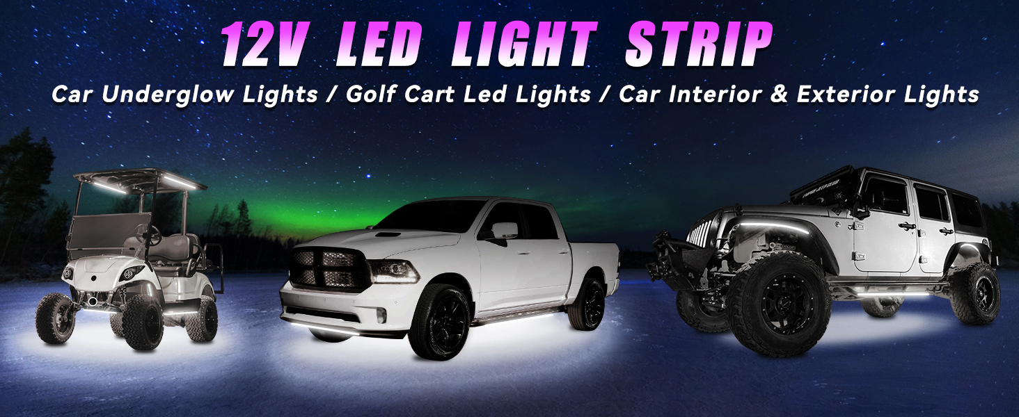 24&#34; Connectable White Led Light Strips for Cars Golf Cart Boat Marine