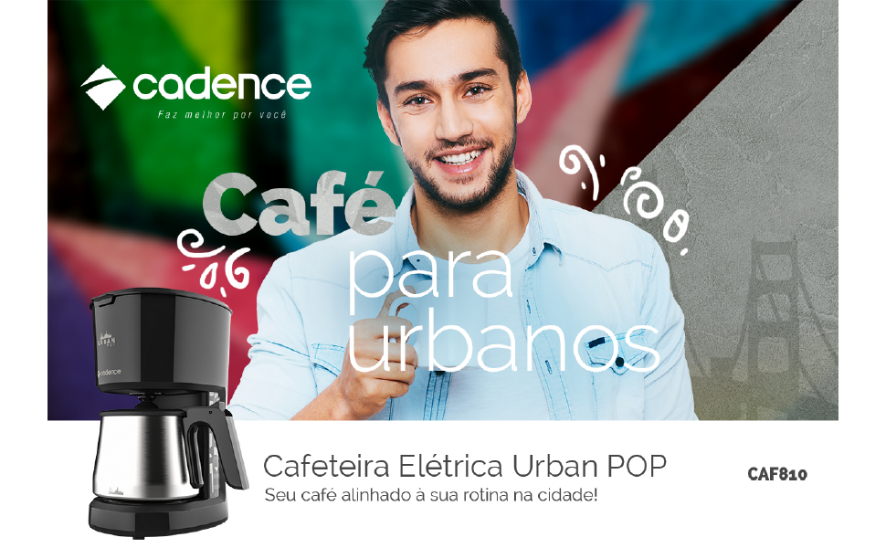   Passe o mouse para ampliar a imagem  Cafeteira Urban Pop Preto/Inox