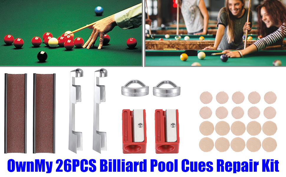 OwnMy 26PCS Pool Cue Tip Repair Kit Pool Cue Tips