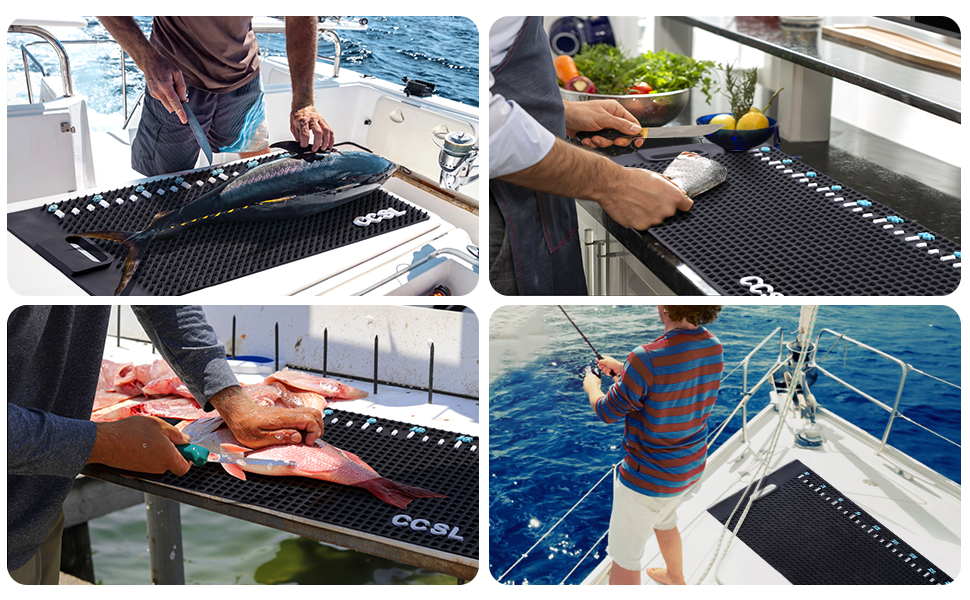 Fish Fillet Mat, Rollup Fish Cleaning Mat with Fish Ruler