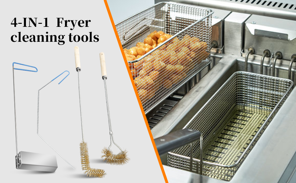 4IN1 Fryer Cleaning Tools, L Shaped Fryer Cleaning Brush