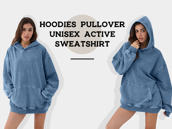 FAIABLE Acid Wash Hoodie Unisex Oversized Vintage Hoodies