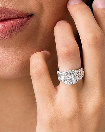 sheloves jewellery wedding engagement ring set for women 925 sterling silver cubic zirconia cz gift