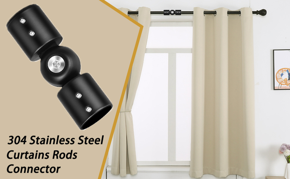 Cokritsm Curtain Rod Corner Connector 19mm, 2pcs Heavy Duty Window