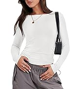 ANRABESS Women’s Long Sleeve Shirts Tight Fitted Going Out Crop Tops Crewneck Basic Tee Y2k Outfi...