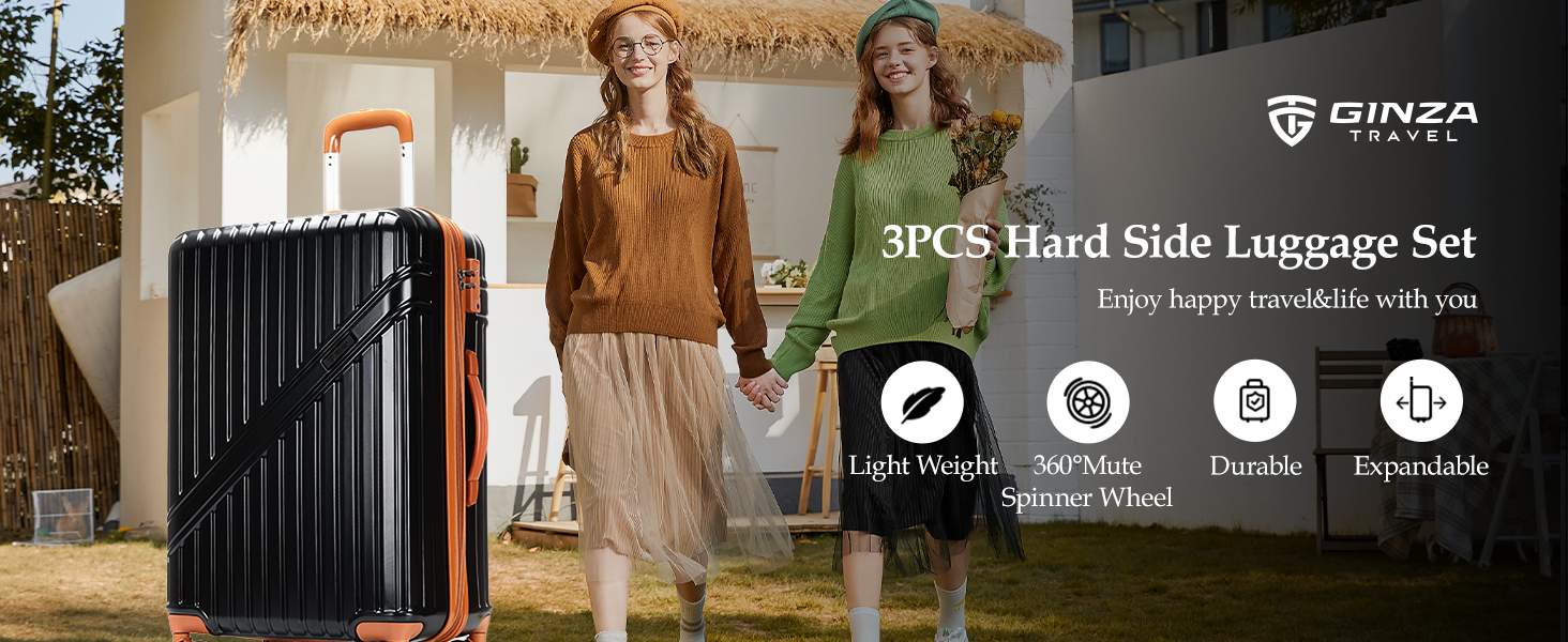 tourism journey strong scratch-resistant Lightweight Spinner Expandable Suitcase travel luggage sets