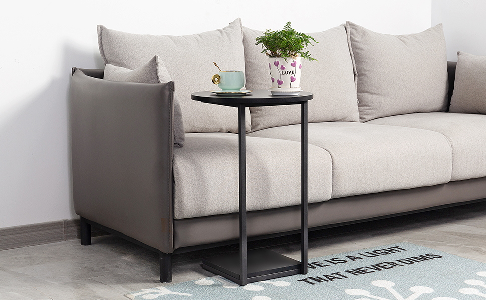 HDANI C Table End Table, Couch Table That Slide Under, Sofa Side Table