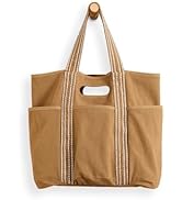 ODODOS 29L Oversized Canvas Tote Bag Large Capacity Open Top Shoulder Bags for Gym Workout Shoppi...