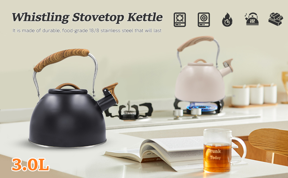 Awvlvwa Whistling Tea Kettle for Stovetop, 2.6 Quart