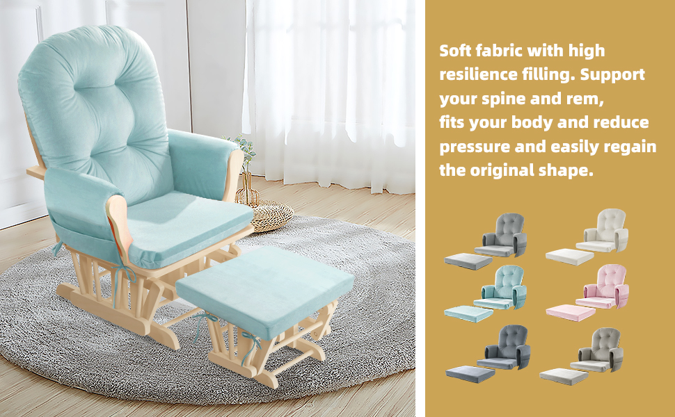 BALAPET 5 PCS Velvet Glider Rocker Replacement Cushions