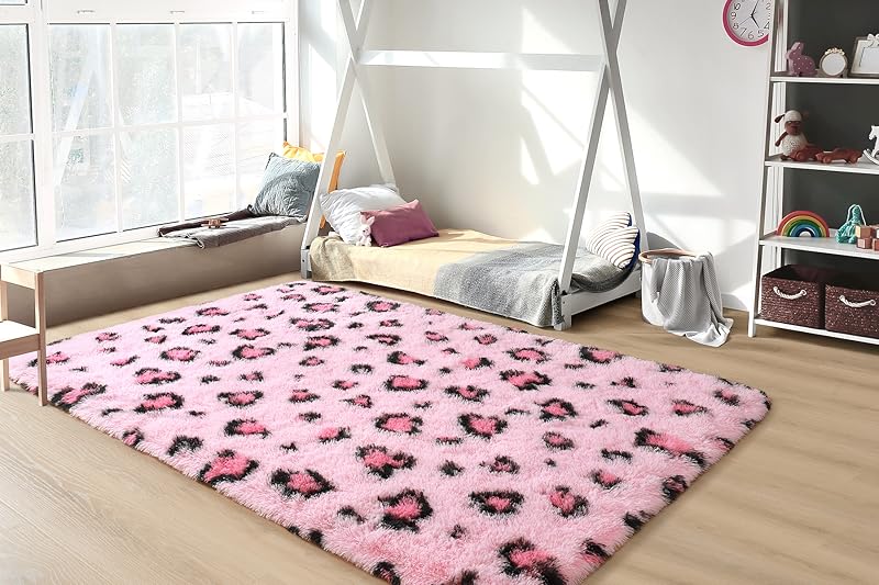 pink leopard rug