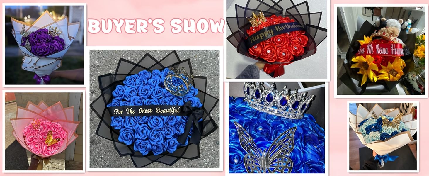 (Selfassembly) Eternal Red Ribbon Rose Bouquet Artificial