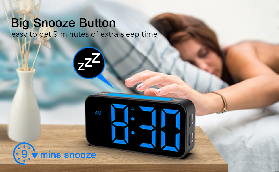 Alarm Clocks Bedside, Digital Alarm Clock with Night Light, Large LED