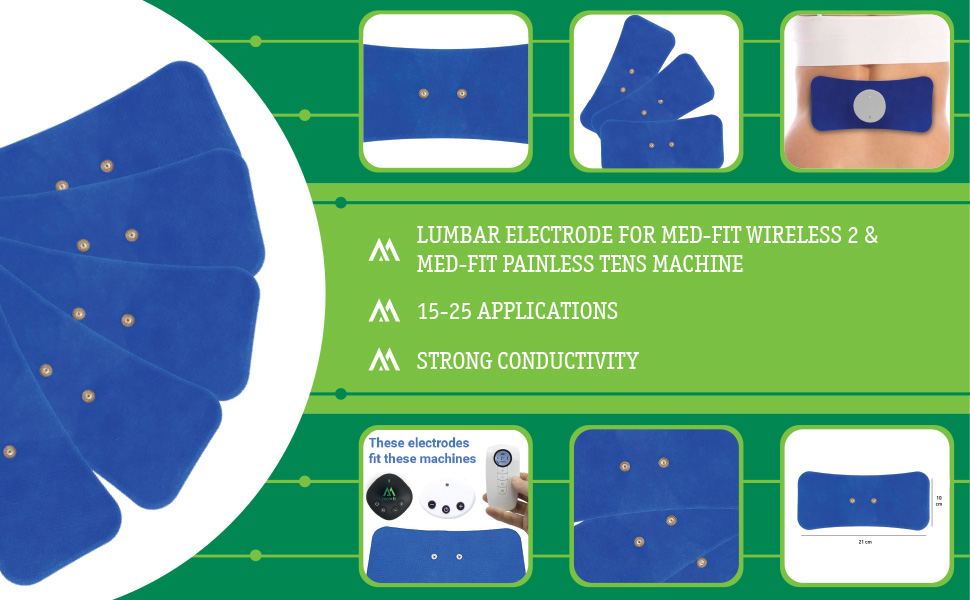 MedFit Large Lumbar SelfAdhesive Electrodes 20 x 8 cm. Pack of 5 Only Suitable for MedFit