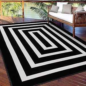 Black and White Striped Area Rug