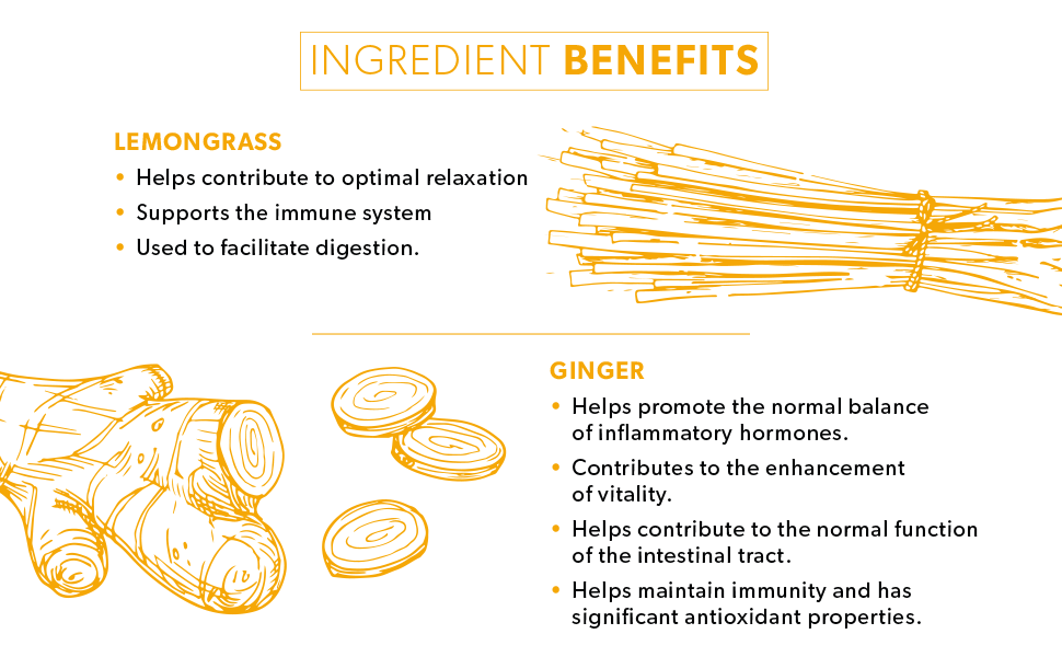 NutraTea Lemongrass & Ginger Functional Herbal Tea - Ingredients