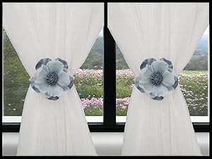 blue curtain tieback holdback