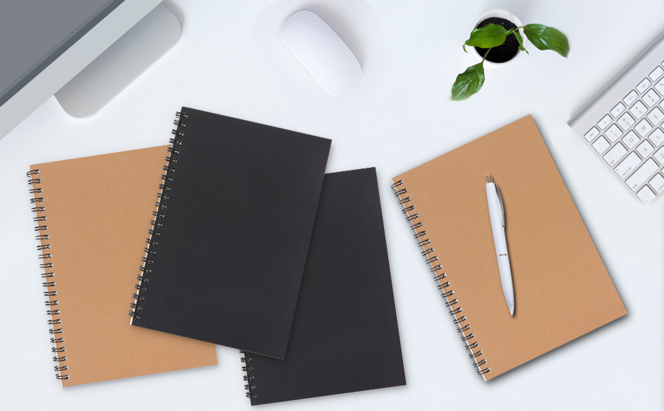 Simpolor A5 Spiral Notebook 4 Pack Kraft Cover Ligné Journaux Cahiers 7