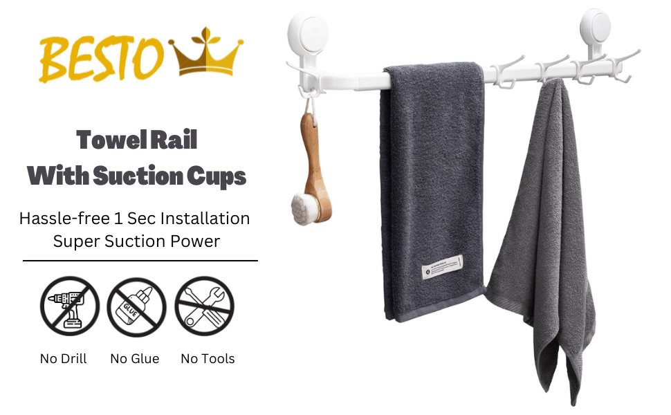 Bestow Towel rail, Powerful Vacuum Suction Towel rail, Towel holder