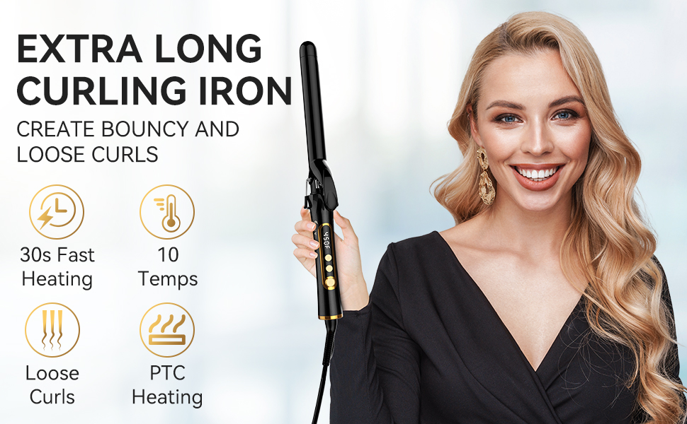 1 inch Curling Iron, Dual Voltage Curling Wand Extra Long