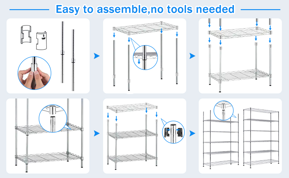 Wire Shelving Unit with Wheels, 6 Tier Adjustable Metal Shelving Heavy Duty Storage