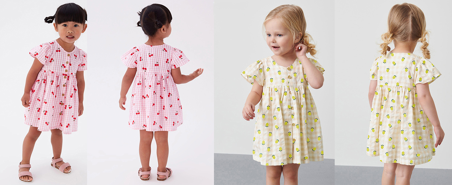 Little girls summer dress cartoon print dress spring dress for toddler