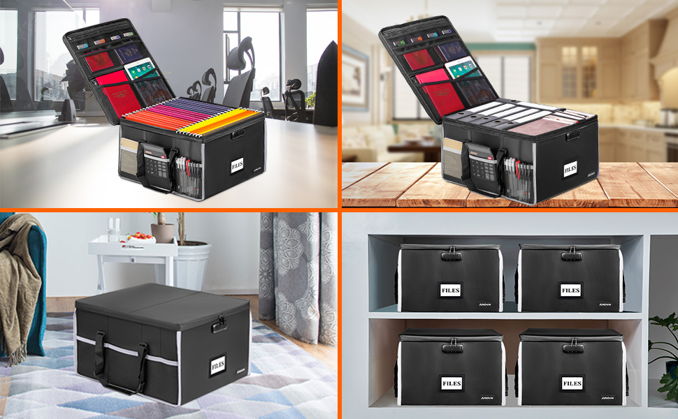 JUNDUN Upgraded File Organizer Box with Lock(Fits Letter