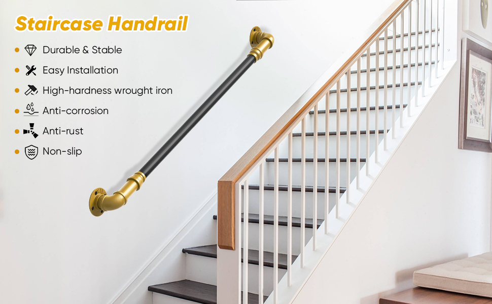 Handrails for Staircase, Potuem 1/1.5/2/3m Indoor Outdoor Handrails for