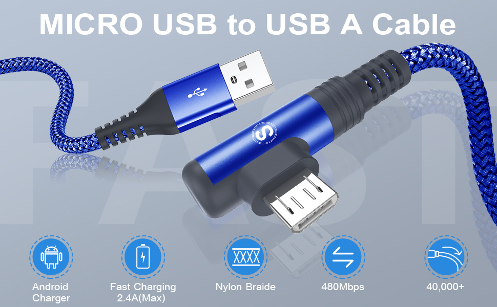 Micro USB Cable [2Pack 6.6ft], sweguard Nylon Braided Fast Charger USB