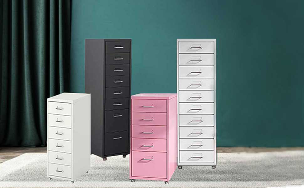 Seodradow White 8 Drawers Home Office Filing Metal