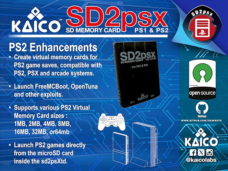 PS1 PS2 PSone Playstation Play Station Memory Card MemCard SD2PSX MXSIO Gen2 Mcboot