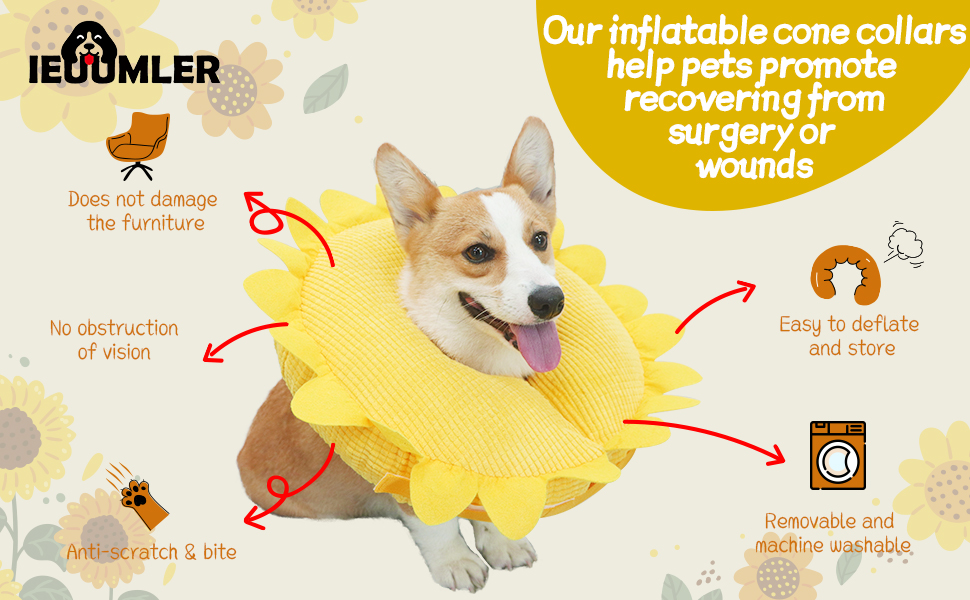 IEUUMLER Inflatable Recovery Dog Collar Protective