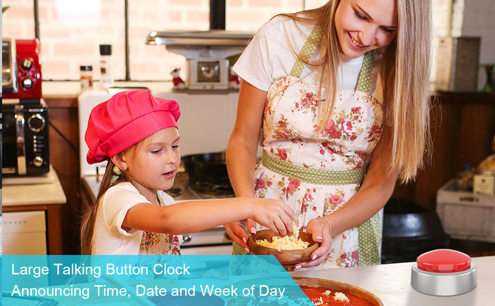 MOYEIKH Large Talking Button Clock,Talking Alarm Clock for