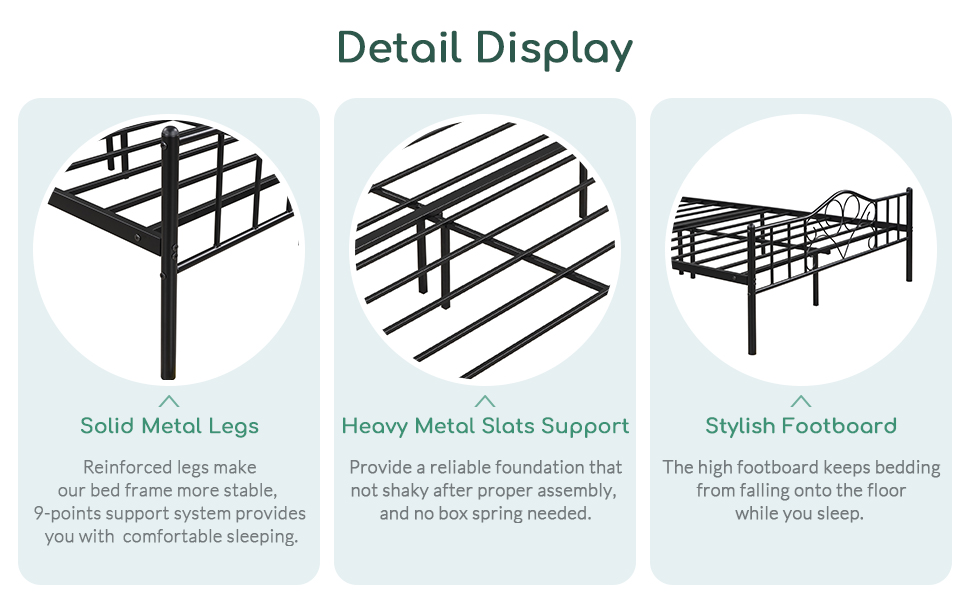 Airdown Queen Metal Bed Frame, Queen Size Platform Bed