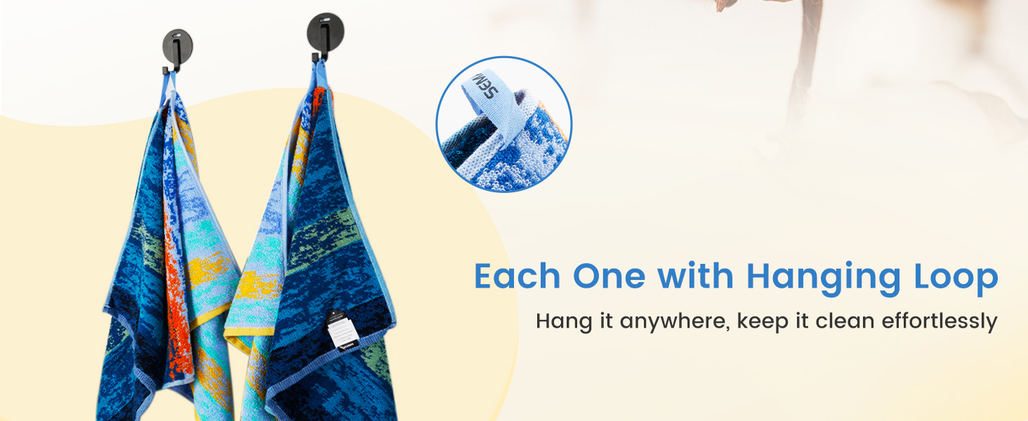 SEMAXE 6Piece Colorful Towel Set 100 Cotton, 2 Bath