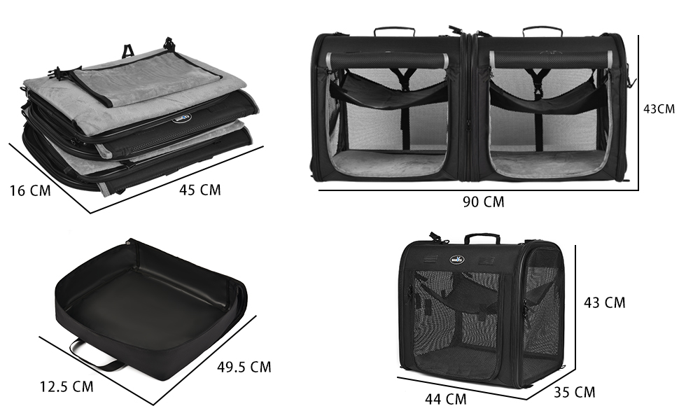 wakytu Portable 2in1 Pet Carrier for Medium Dogs Large Cat 2 Cats