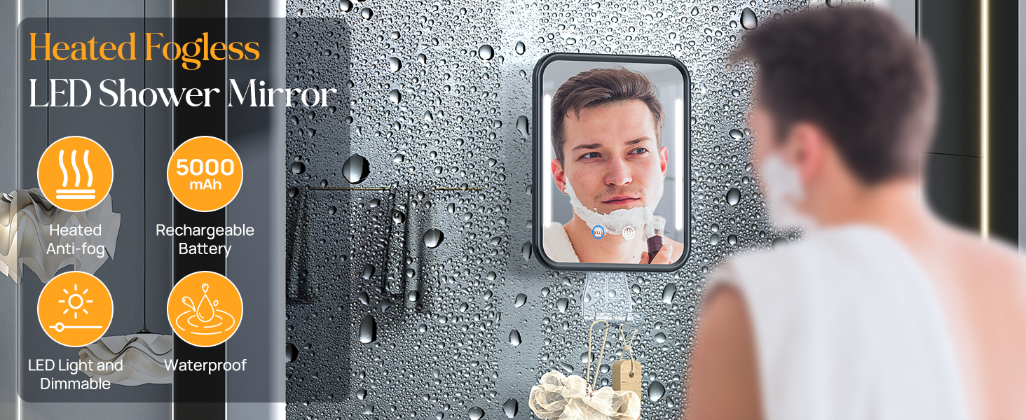 Gospire Heated Shower Mirror Fogless for Shaving with Light