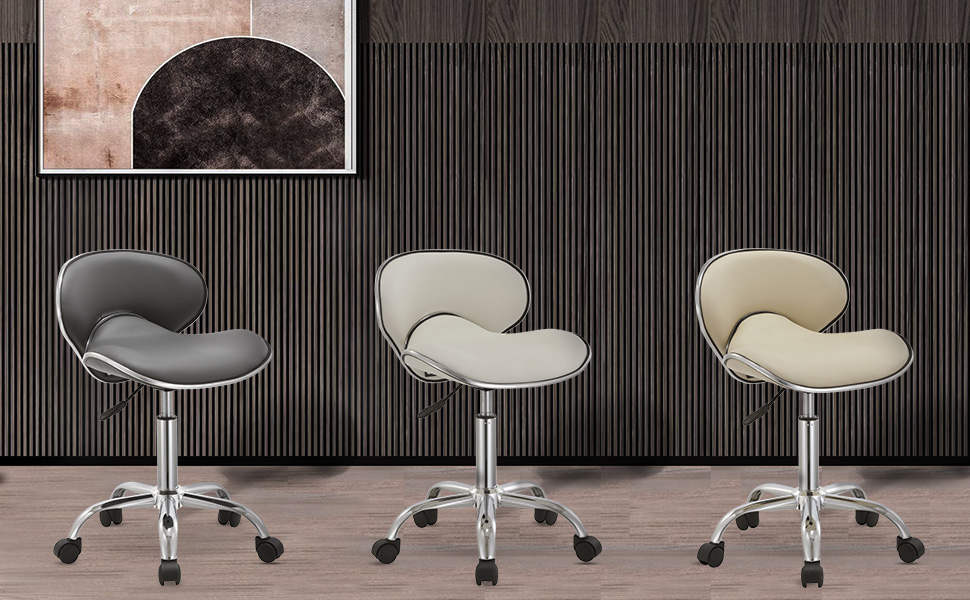 Duhome Arbeitshocker mit Rückenlehne, Rollhocker Kunstleder Drehstuhl ...