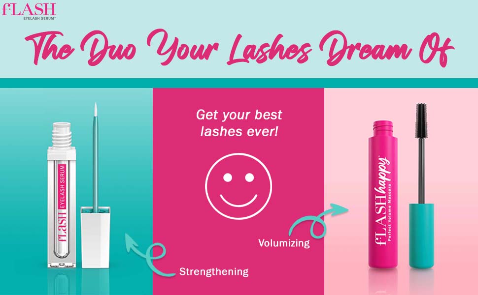 flash eyelash serum, flash cosmetics, long lashes, natural length, volume, definition 