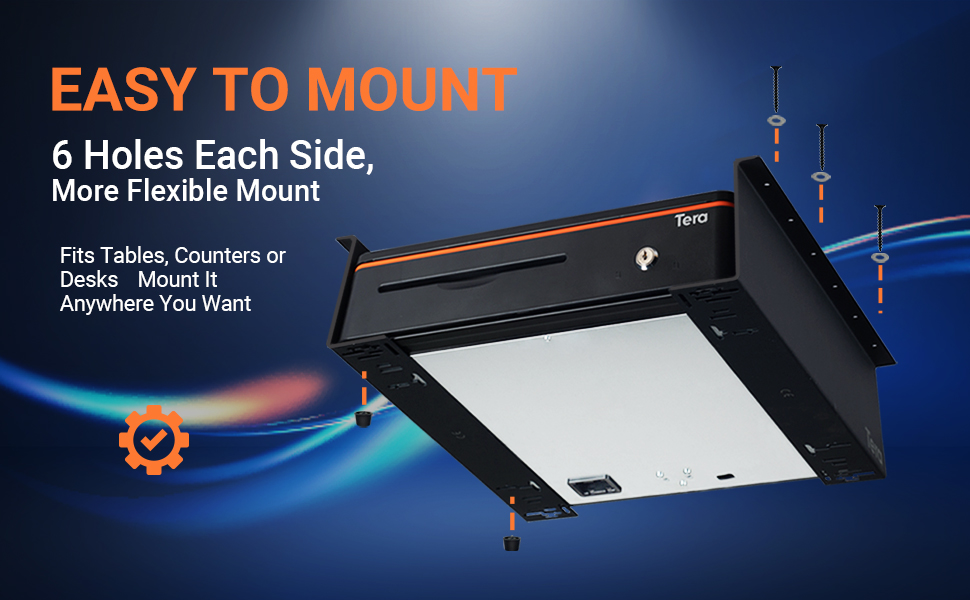 Tera Universal Under Counter Mounting Brackets for Cash Drawer 13 14 15 16 inch