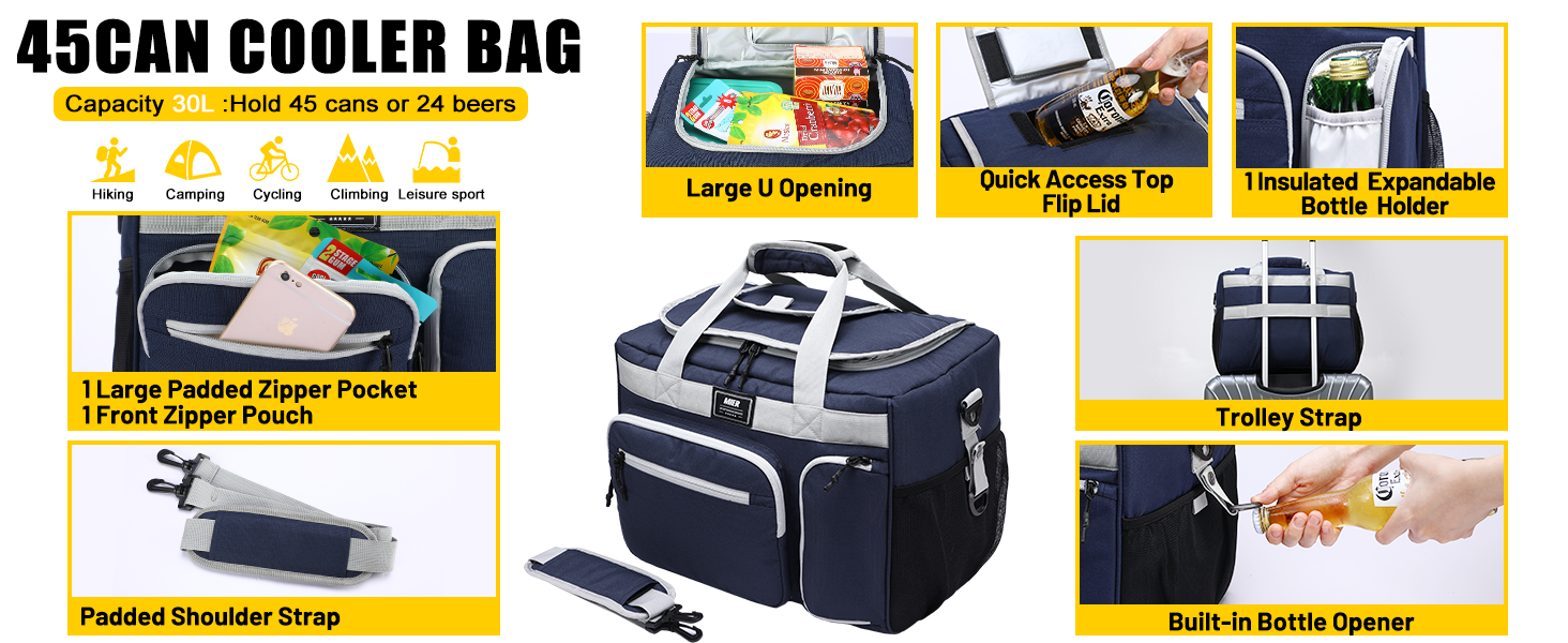 MIER Leakproof Insulated Cooler Lunch Bag for Adult Men