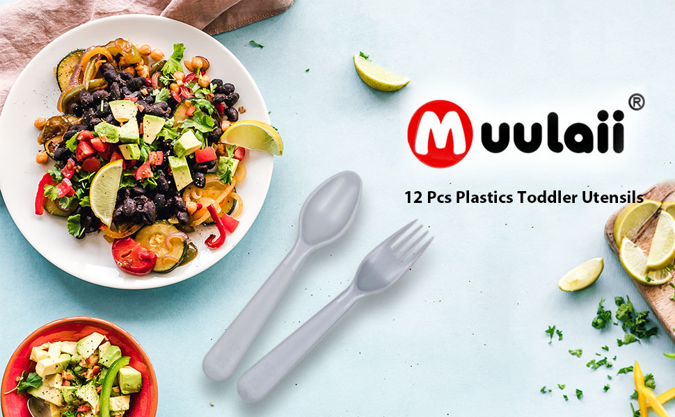 Muulaii 12 Pcs Plastics Toddler Utensils kids Silverware