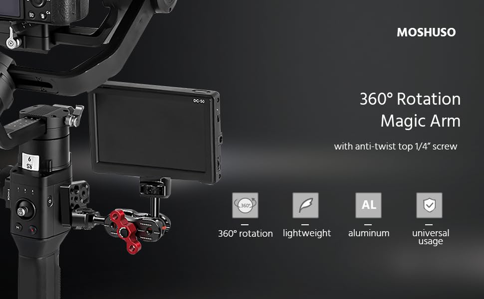 MOSHUSO T130 Aluminum Camera Field Monitor Mount Articulating Magic Arm, with 1/4