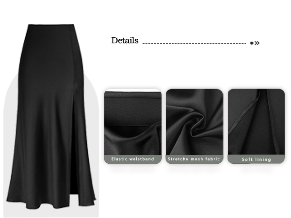 Amazon.com: Women's Satin Maxi Skirt Silk High Waisted Side