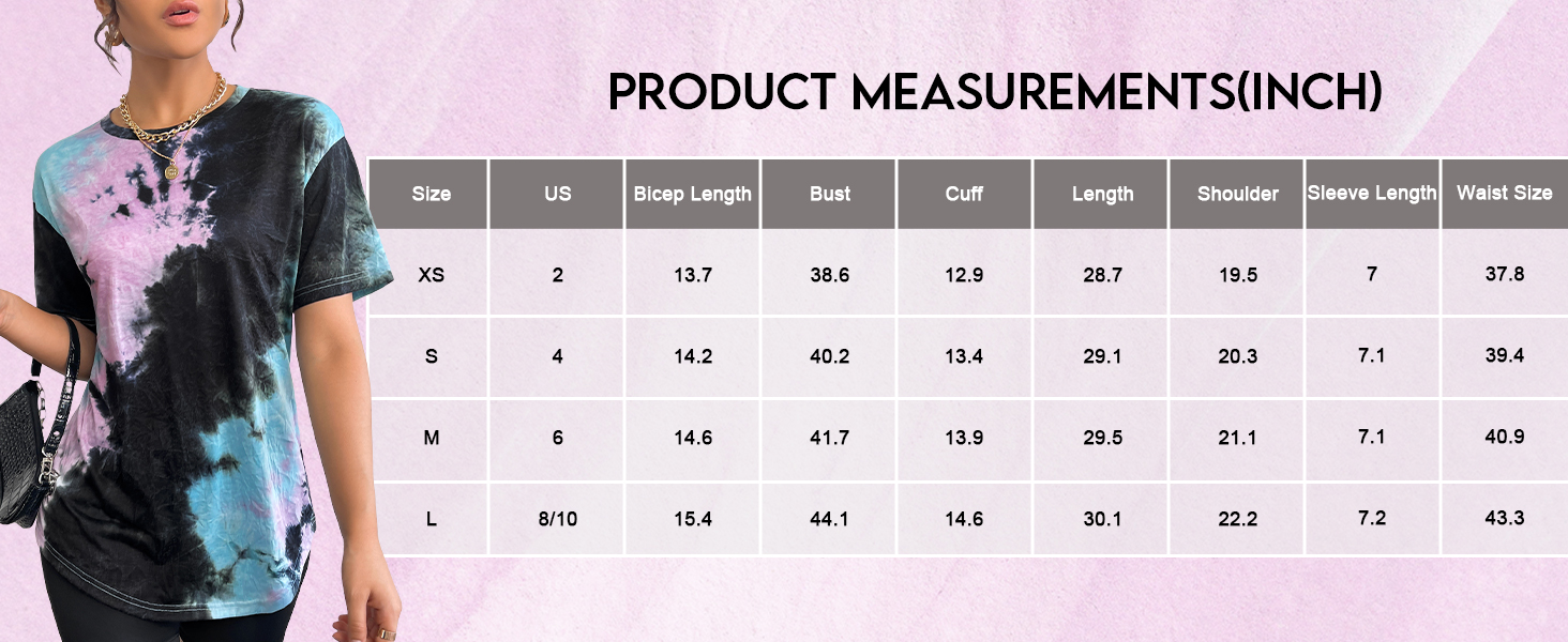 Product Measurements（inch）