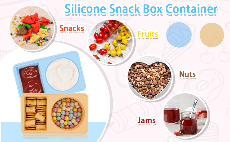 2 PCS Silicone Snack Containers with Lids