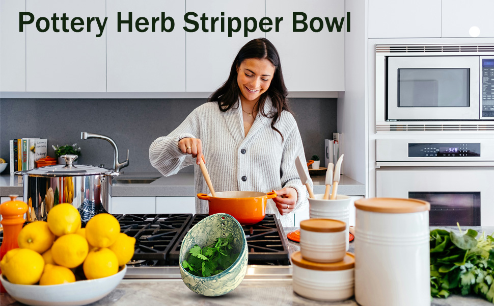 Pottery Herb Stripper Bowl